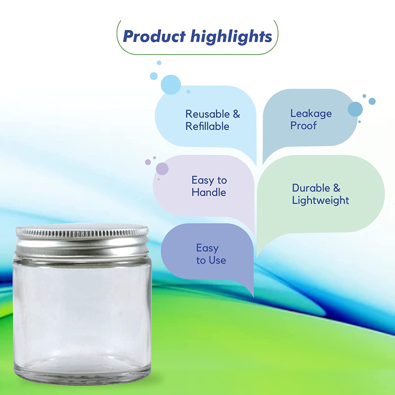 Shoprythm Packaging,Cosmetic Jar Glass jar with ALUMINIUM CAP